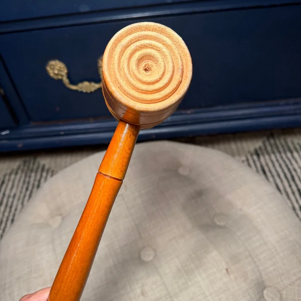 Vintage Dual Face Meat Tenderizer Mallet‎ Wood Handle Farmhouse Kitchen Tool